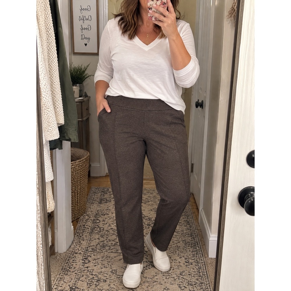 J Jill Ponte Slim Leg Pants 2X NWOT Brown Heathered Pull On Ponte Knit